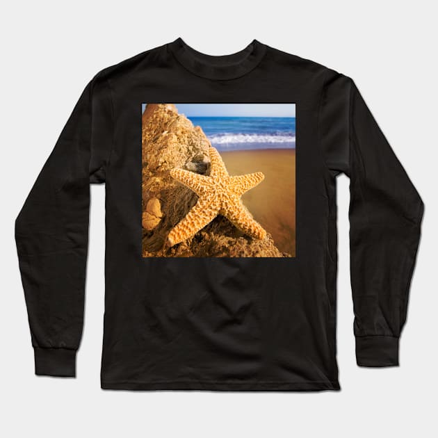 Starfish on Stone Long Sleeve T-Shirt by StylishPrinting